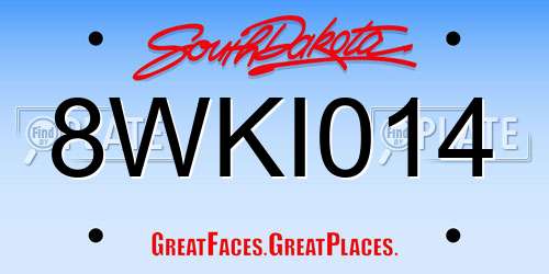 8WKI014 South Dakota License Plate