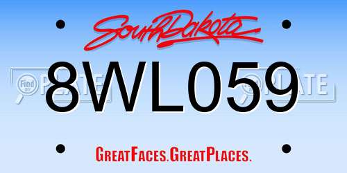 8WL059 South Dakota License Plate