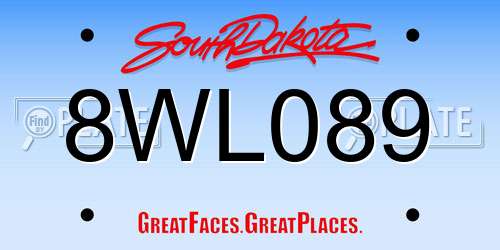 8WL089 South Dakota License Plate