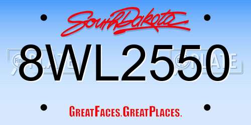 8WL2550 South Dakota License Plate