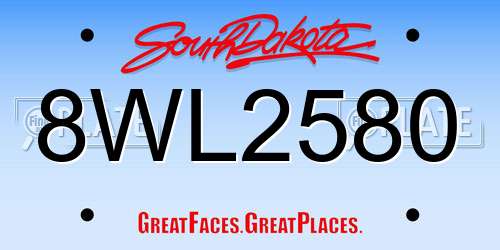 8WL2580 South Dakota License Plate