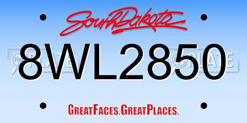 8WL2850 South Dakota License Plate