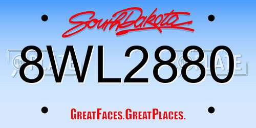 8WL2880 South Dakota License Plate