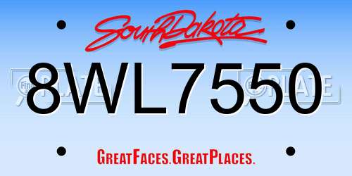 8WL7550 South Dakota License Plate