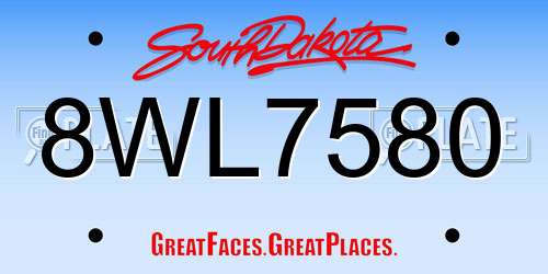 8WL7580 South Dakota License Plate