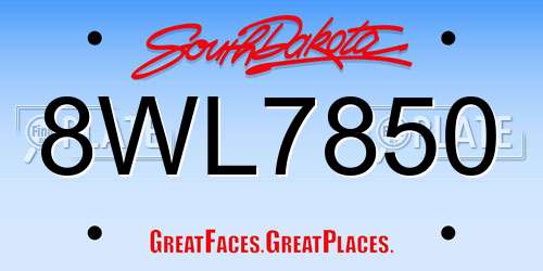8WL7850 South Dakota License Plate