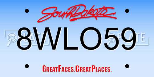 8WLO59 South Dakota License Plate