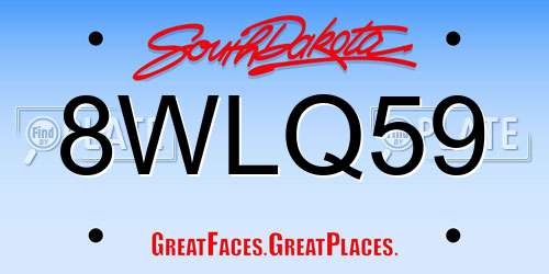 8WLQ59 South Dakota License Plate