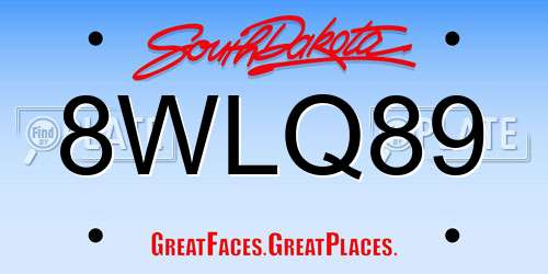 8WLQ89 South Dakota License Plate