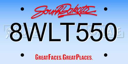 8WLT550 South Dakota License Plate