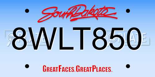 8WLT850 South Dakota License Plate
