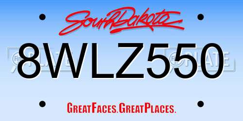 8WLZ550 South Dakota License Plate
