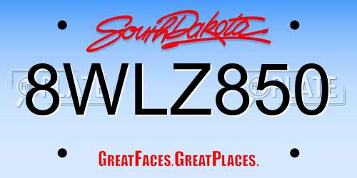 8WLZ850 South Dakota License Plate