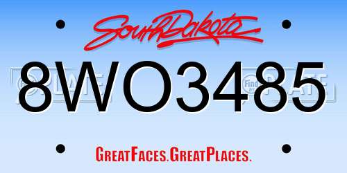 8WO3485 South Dakota License Plate