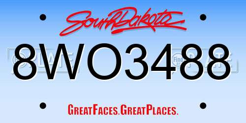 8WO3488 South Dakota License Plate