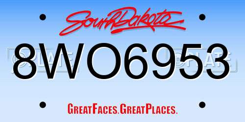 8WO6953 South Dakota License Plate