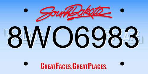 8WO6983 South Dakota License Plate