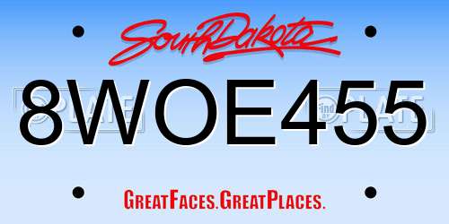 8WOE455 South Dakota License Plate