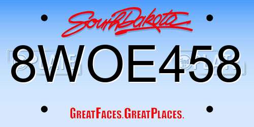 8WOE458 South Dakota License Plate