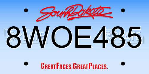 8WOE485 South Dakota License Plate