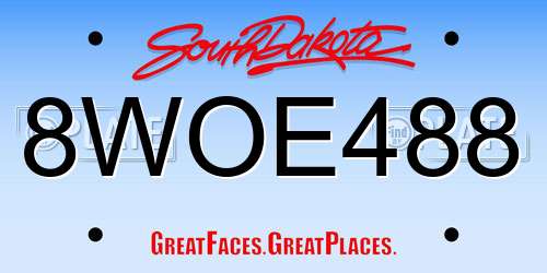 8WOE488 South Dakota License Plate