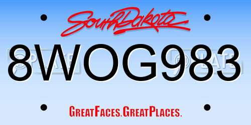 8WOG983 South Dakota License Plate
