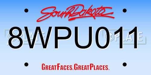 8WPU011 South Dakota License Plate