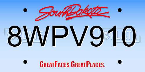 8WPV910 South Dakota License Plate