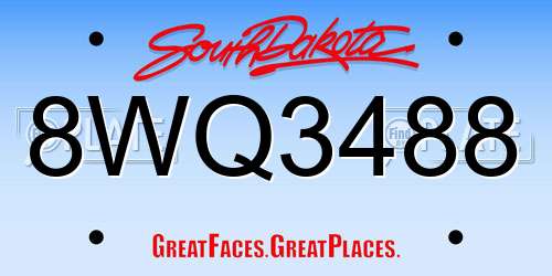 8WQ3488 South Dakota License Plate