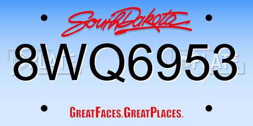 8WQ6953 South Dakota License Plate