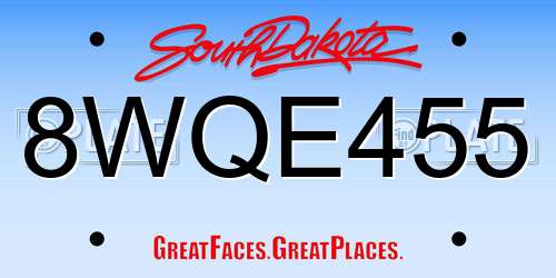 8WQE455 South Dakota License Plate
