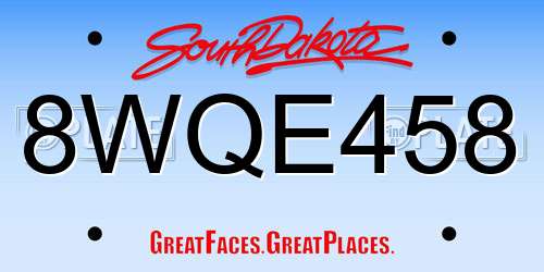 8WQE458 South Dakota License Plate