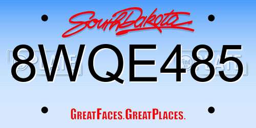 8WQE485 South Dakota License Plate