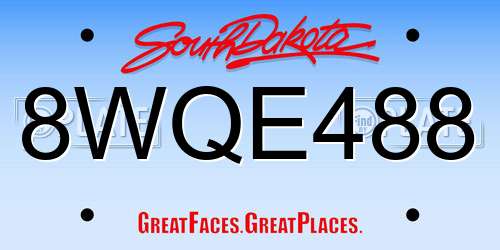8WQE488 South Dakota License Plate