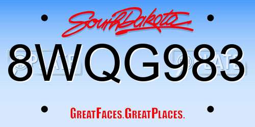8WQG983 South Dakota License Plate