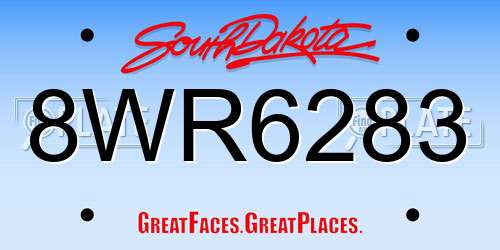 8WR6283 South Dakota License Plate