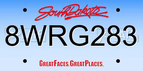 8WRG283 South Dakota License Plate