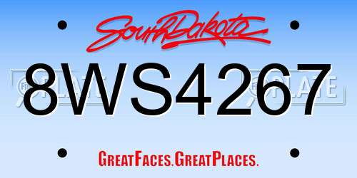 8WS4267 South Dakota License Plate