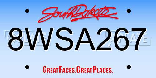 8WSA267 South Dakota License Plate