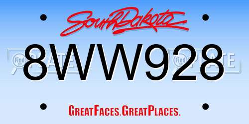 8WW928 South Dakota License Plate