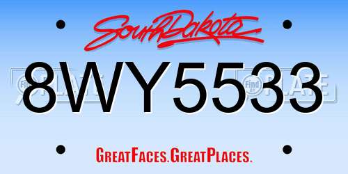 8WY5533 South Dakota License Plate