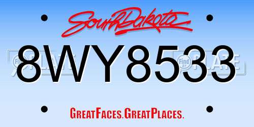 8WY8533 South Dakota License Plate