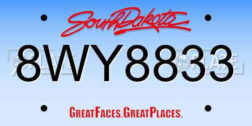 8WY8833 South Dakota License Plate