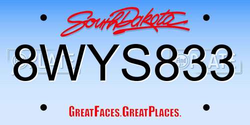 8WYS833 South Dakota License Plate