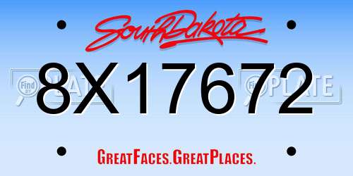 8X17672 South Dakota License Plate