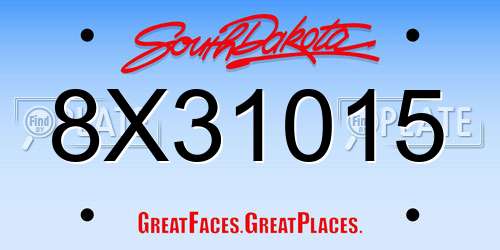 8X31015 South Dakota License Plate
