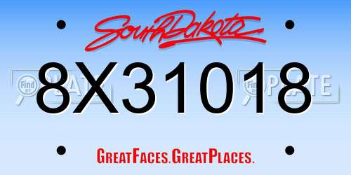 8X31018 South Dakota License Plate