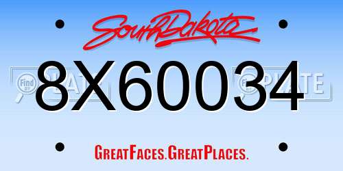 8X60034 South Dakota License Plate