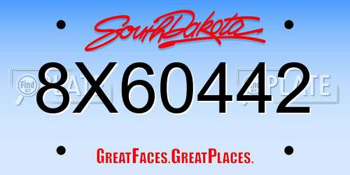 8X60442 South Dakota License Plate