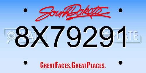 8X79291 South Dakota License Plate